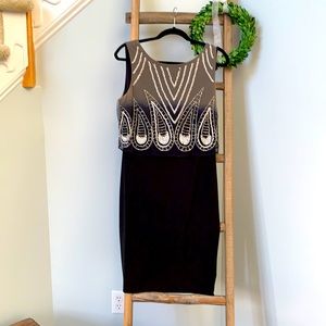 Frank Lyman black and gray sequined cocktail dress excellent condition